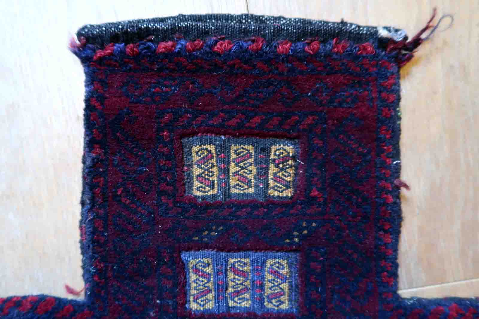 Vintage afghan Baluch handmade carpet, 1970s, 35cm x 50cm