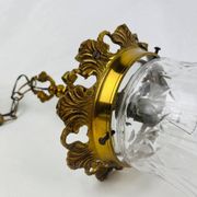 Suspension lantern in gilded bronze and engraved glass, Louis XVI style.