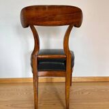 Biedermeier Shovel Chair in Walnut Veneer & Black Leather, Austria, 1820s