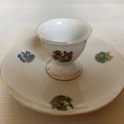 Egg cup frog and flowers Bavaria Germany