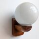 Pair of solid pine and opaline wall lights