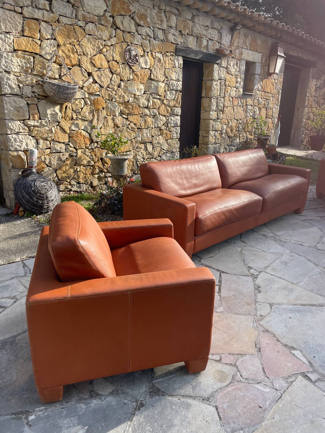 Sofa and Two Armchairs by De Sede