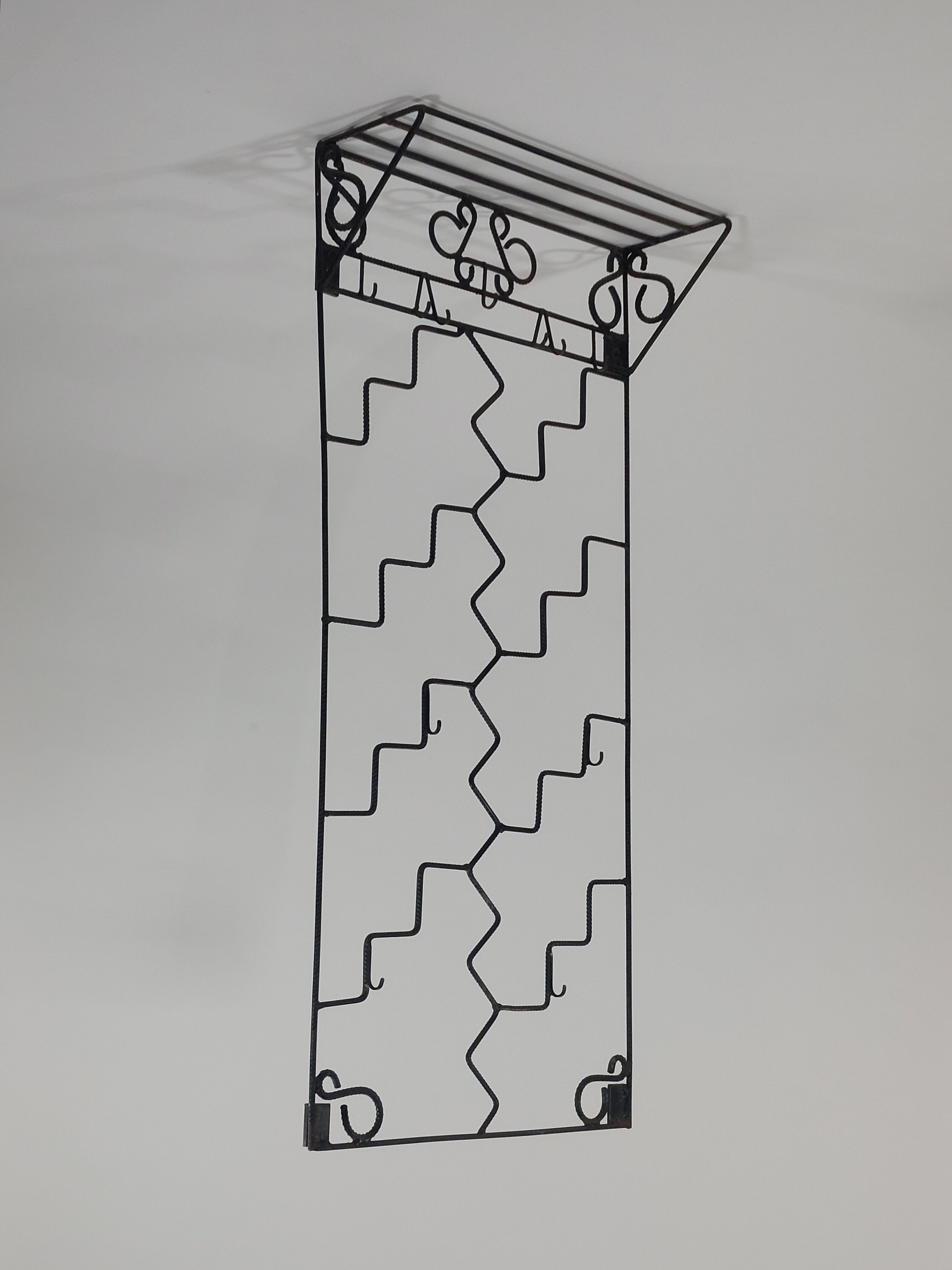Vintage hand welded one of a kind structural steel coat rack