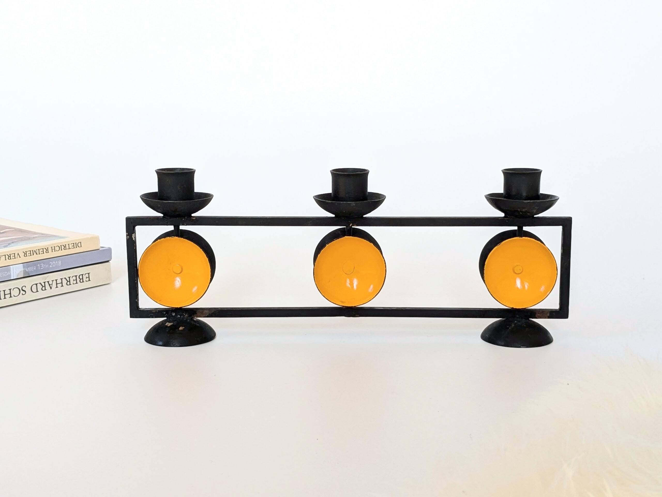 Danish Cast Iron Candelabra | Midcentury Pop Art