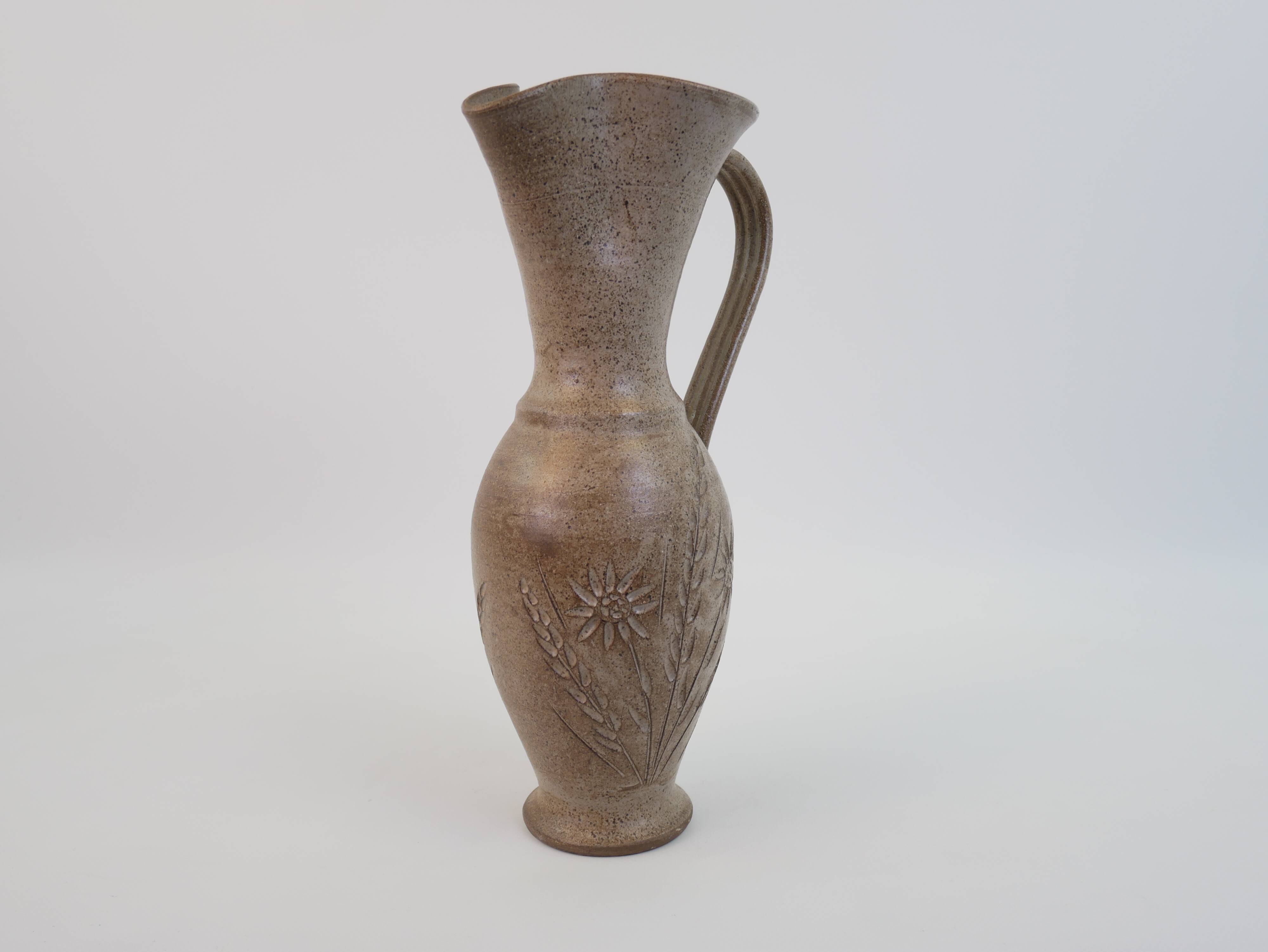 Large chiseled ceramic jug from Vallauris