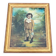 Tableau, huile sur panneau encadrée, portrait enfant au jardin style anglais, XIXe