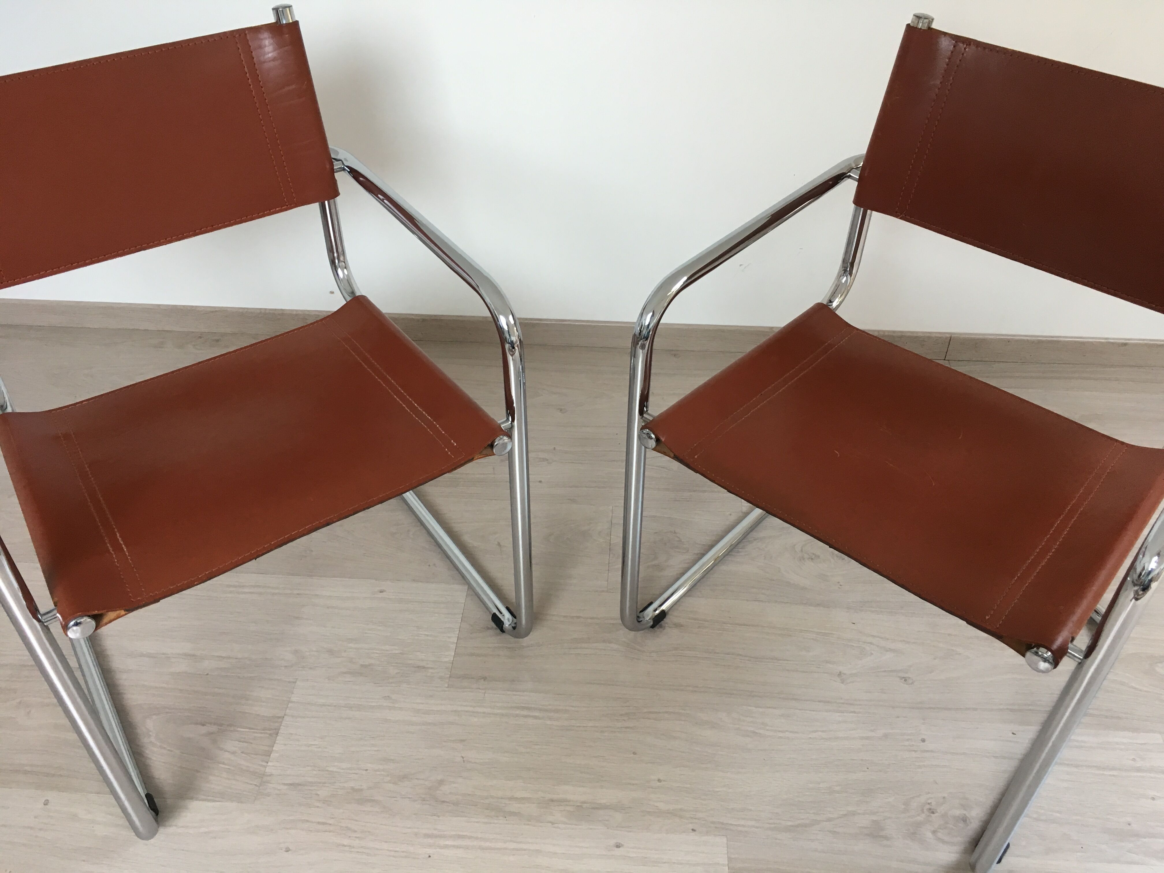 Pair armchairs Matteo Grassi leather 80s