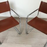 Paire fauteuils Matteo Grassi cuir années 80