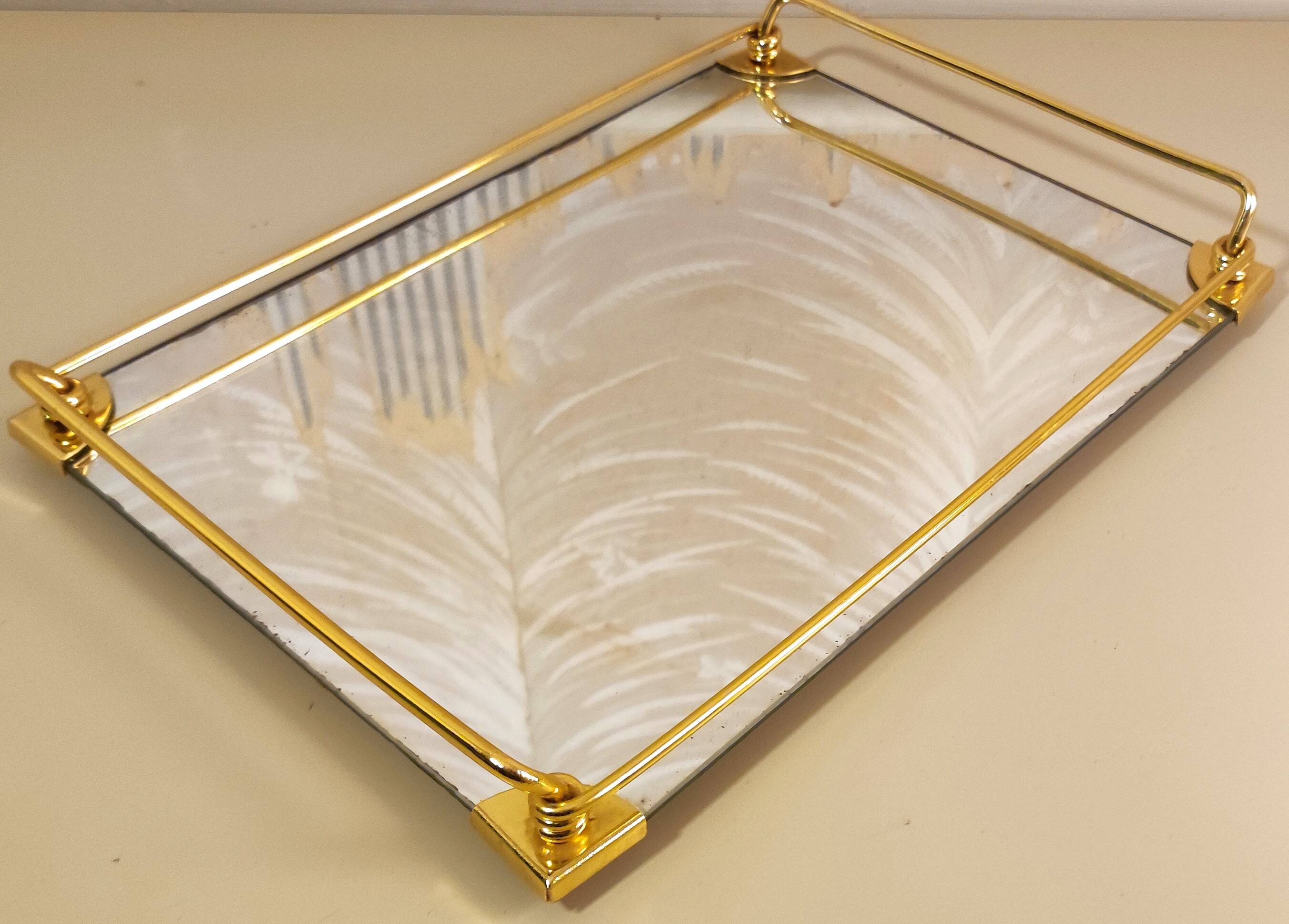 Mirror & gold tray