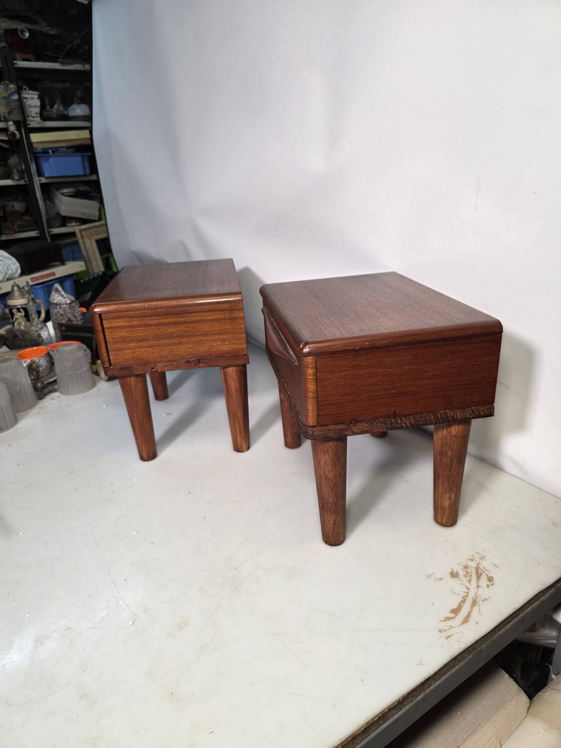 Pair of Scandinavian teak bedside tables from the 1960s.