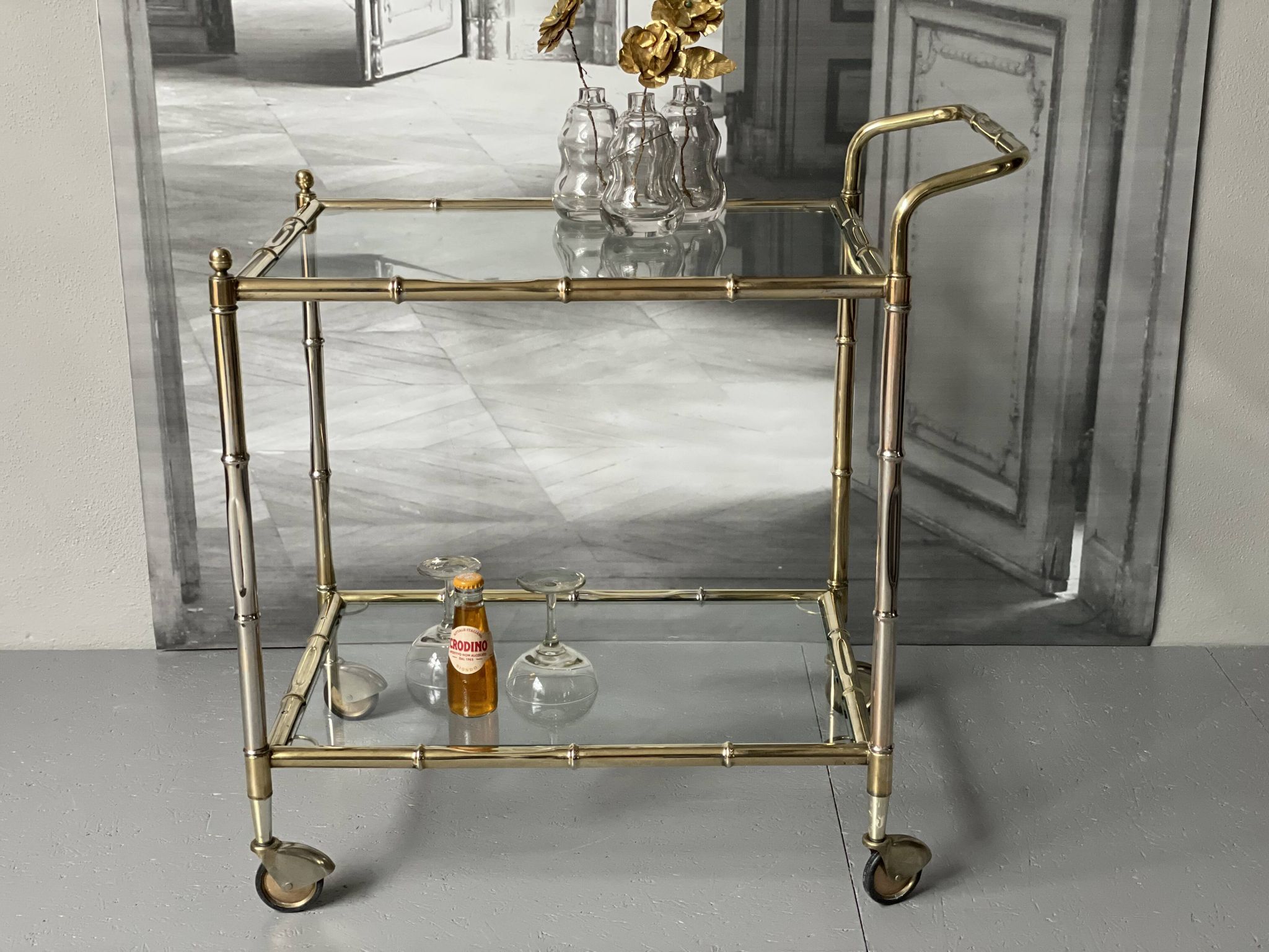 Vintage Golden Bar Cart