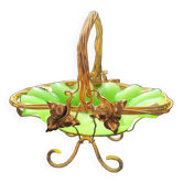 Panier vide poche en opaline verte ( uranium/ ouraline)