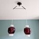 Scandinavian double pendant light in white opaline and amethyst glass, 1960s