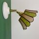 Vintage wall lamp with a green and pink mother-of-pearl lampshade