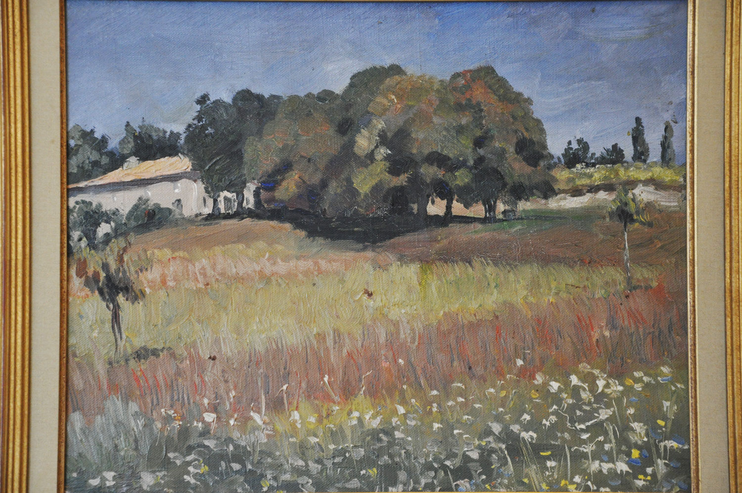 Table oil on landscape canvas