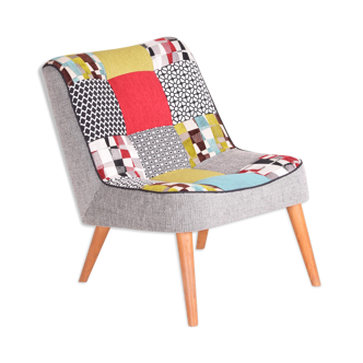 Mid Century Modern colourful chair, made in 1950s Czechia. Fully restored.