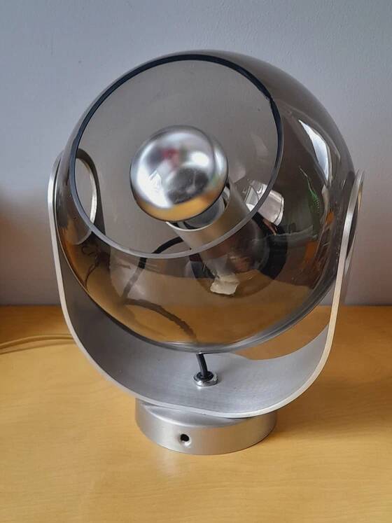 Smoked glass and chrome metal spot lamp from the 70s.