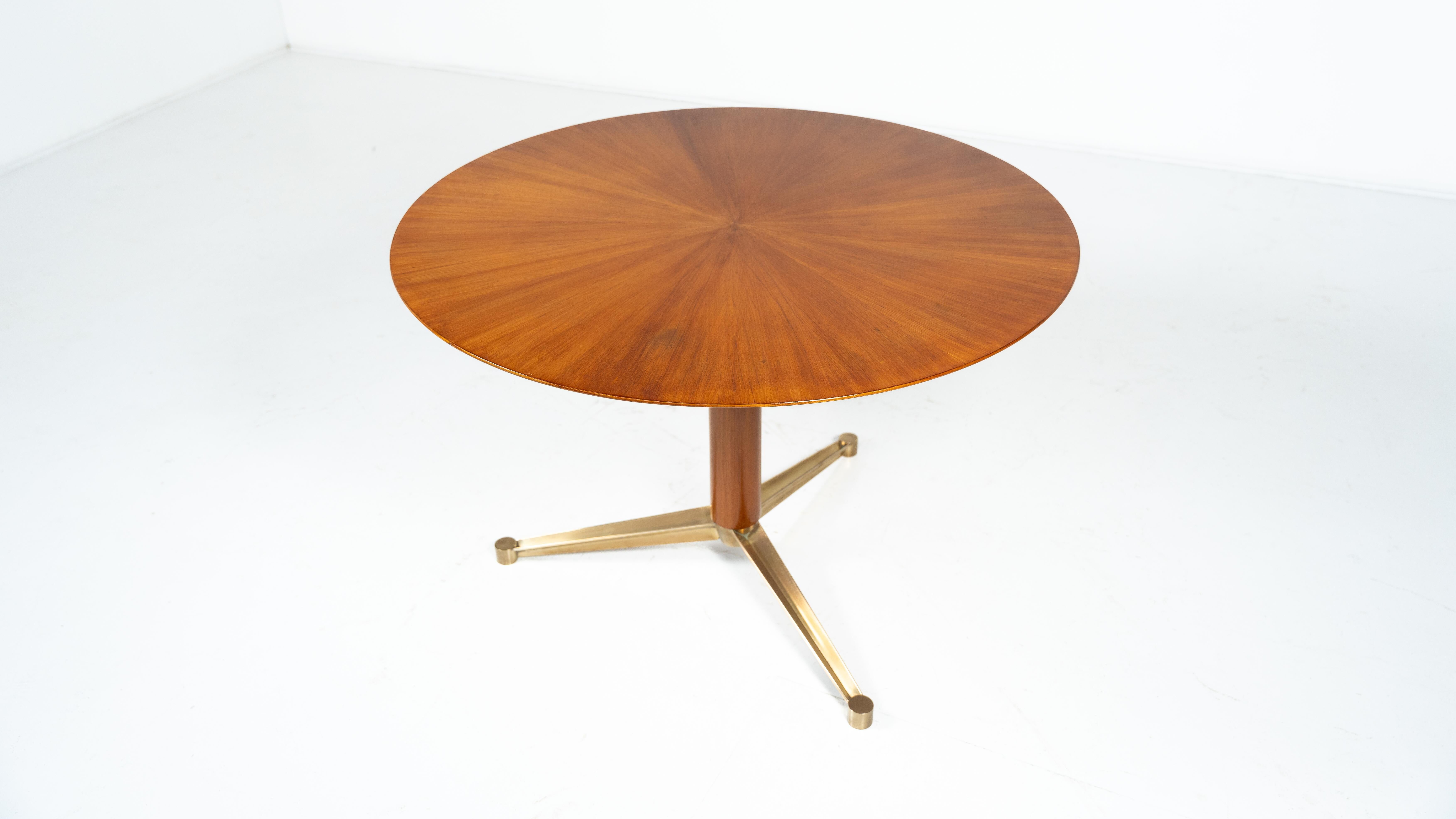 Dining table by Melchiorre Bega, brass and wood, Italy, 1950s.