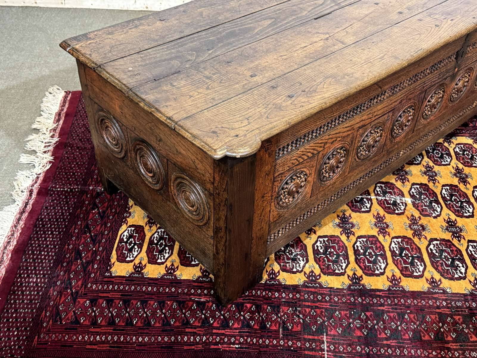 18th-century Breton chestnut bank bench