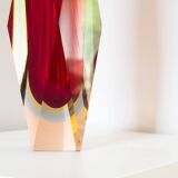 Murano 'Sommerso' large facet cut glass vase