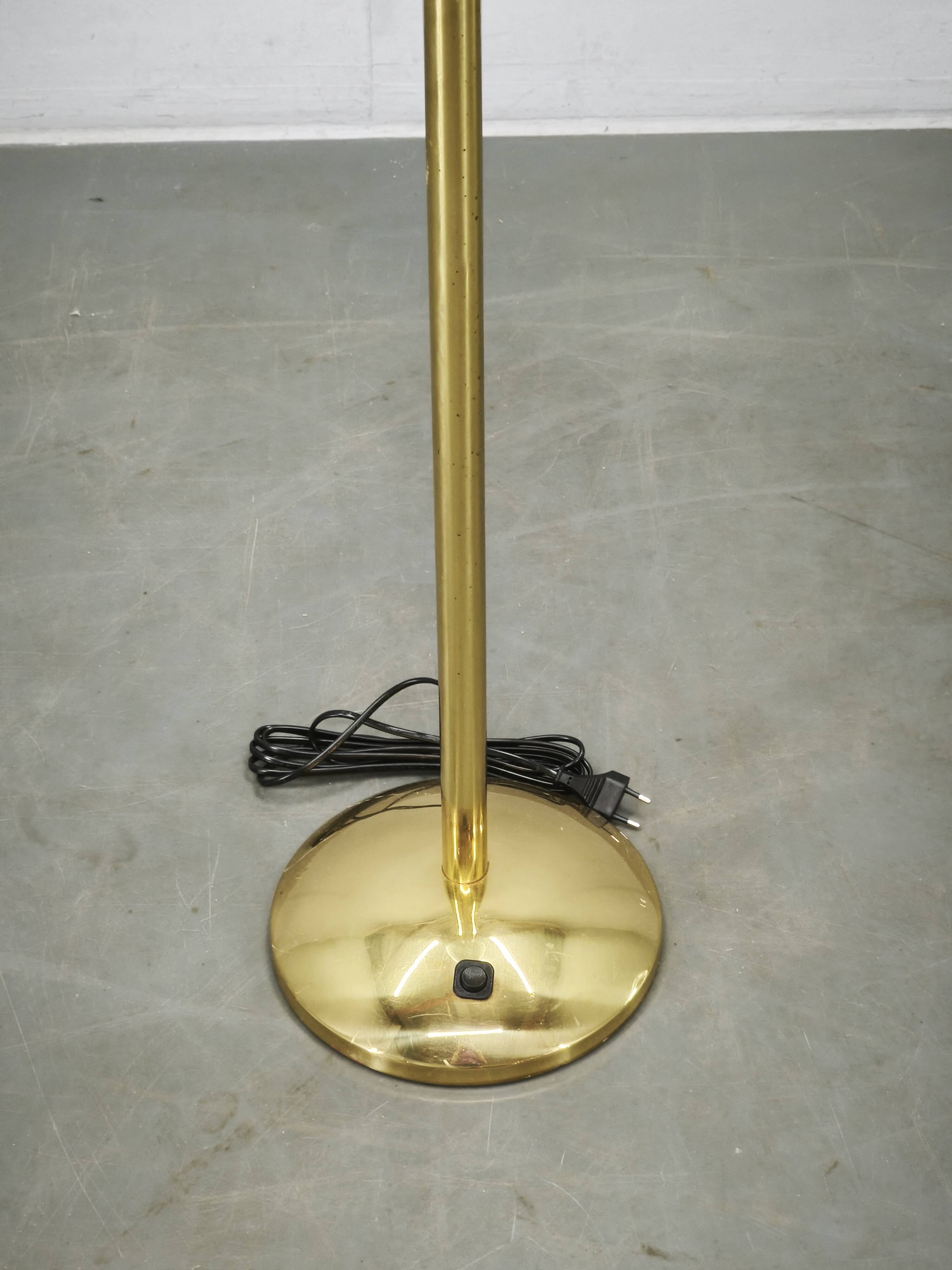 Space Age Bubble Glass and Brass Floor Lamp, Czechoslovakia, 1970s
