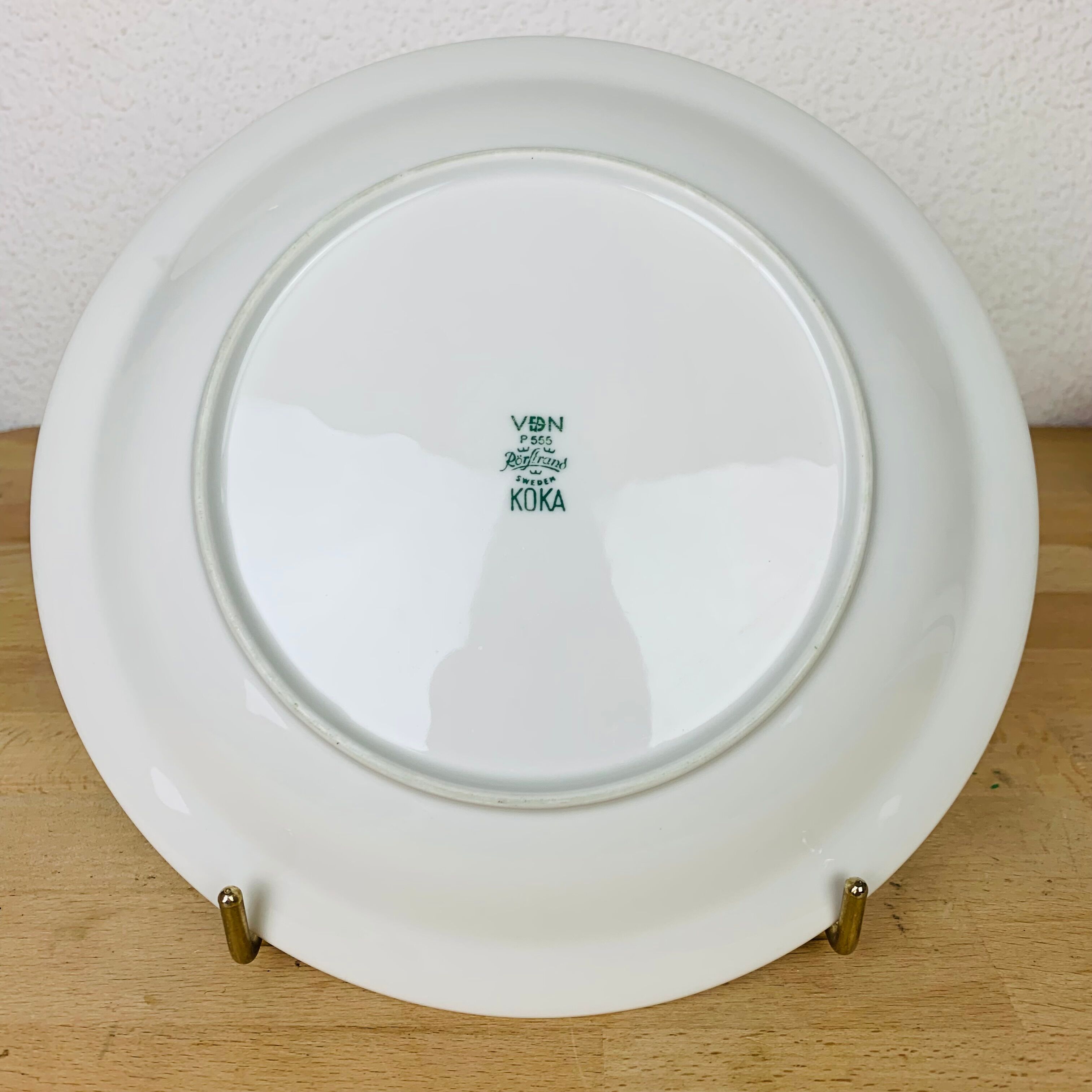 6 Koka ceramic dinner plates by Rörstrand Sweden, Scandinavian