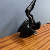 Black ceramic figurine of 2 Pelicans by Miroslav Smutny 1960s