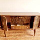1950 / 1960 VINTAGE RETRO TWO TONE FORMICA SIDEBOARD GOLD HANDLES ALL ORIGINAL