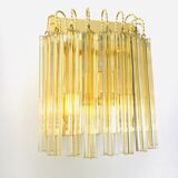 Hollywood Regency Style Glass & Brass Wall Lamp from Massive, Italy, 1980s