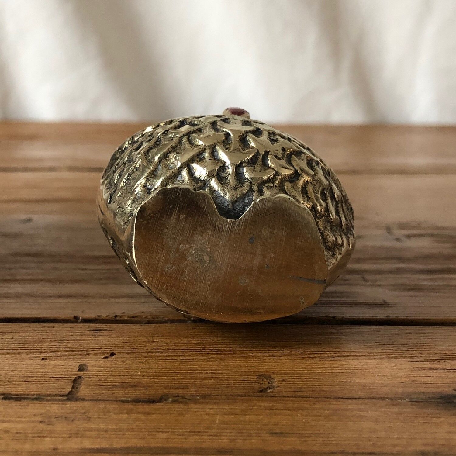 Owl vintage brass green eyes