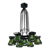 Important lustre en fer forgé, Art Deco Gothique, France, Circa 1920