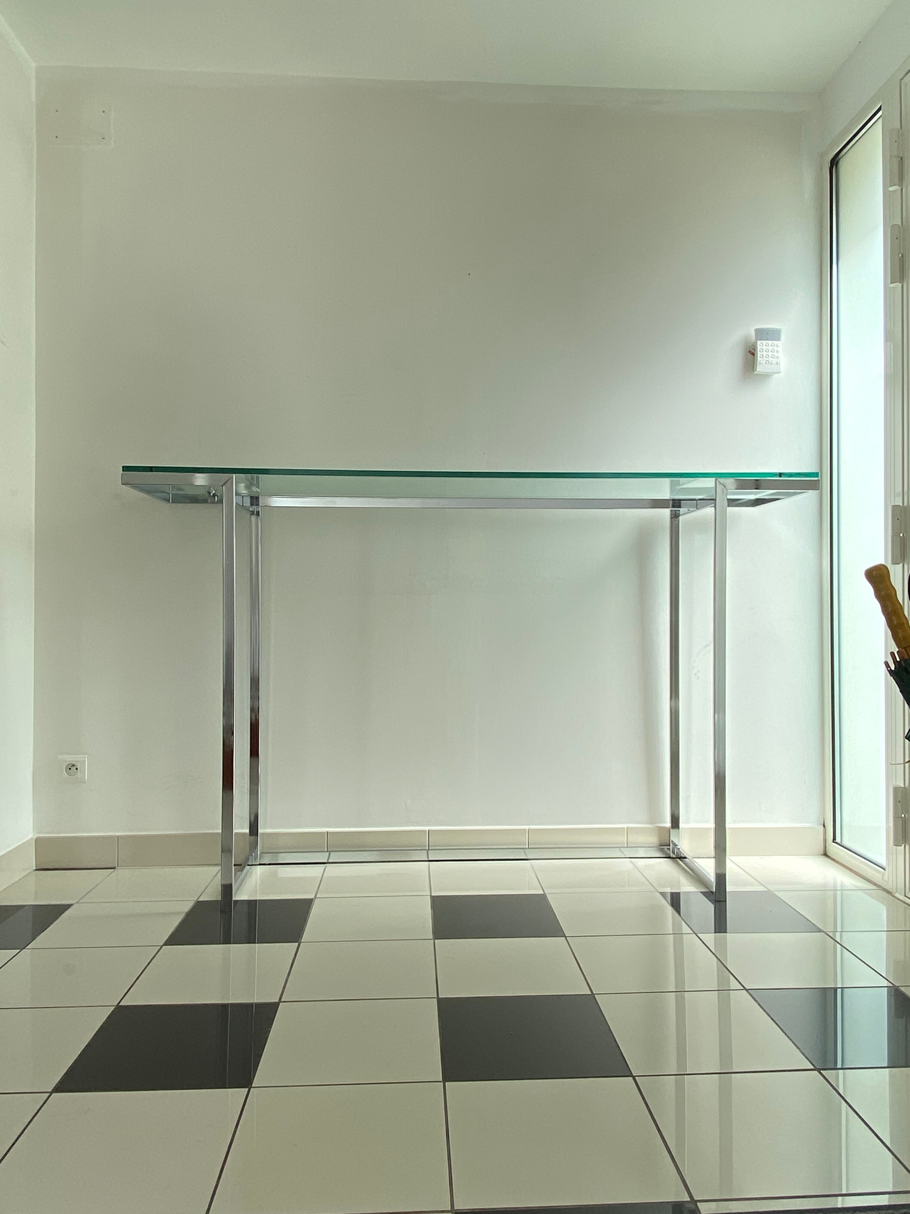 Wardrobe console glass and chrome metal