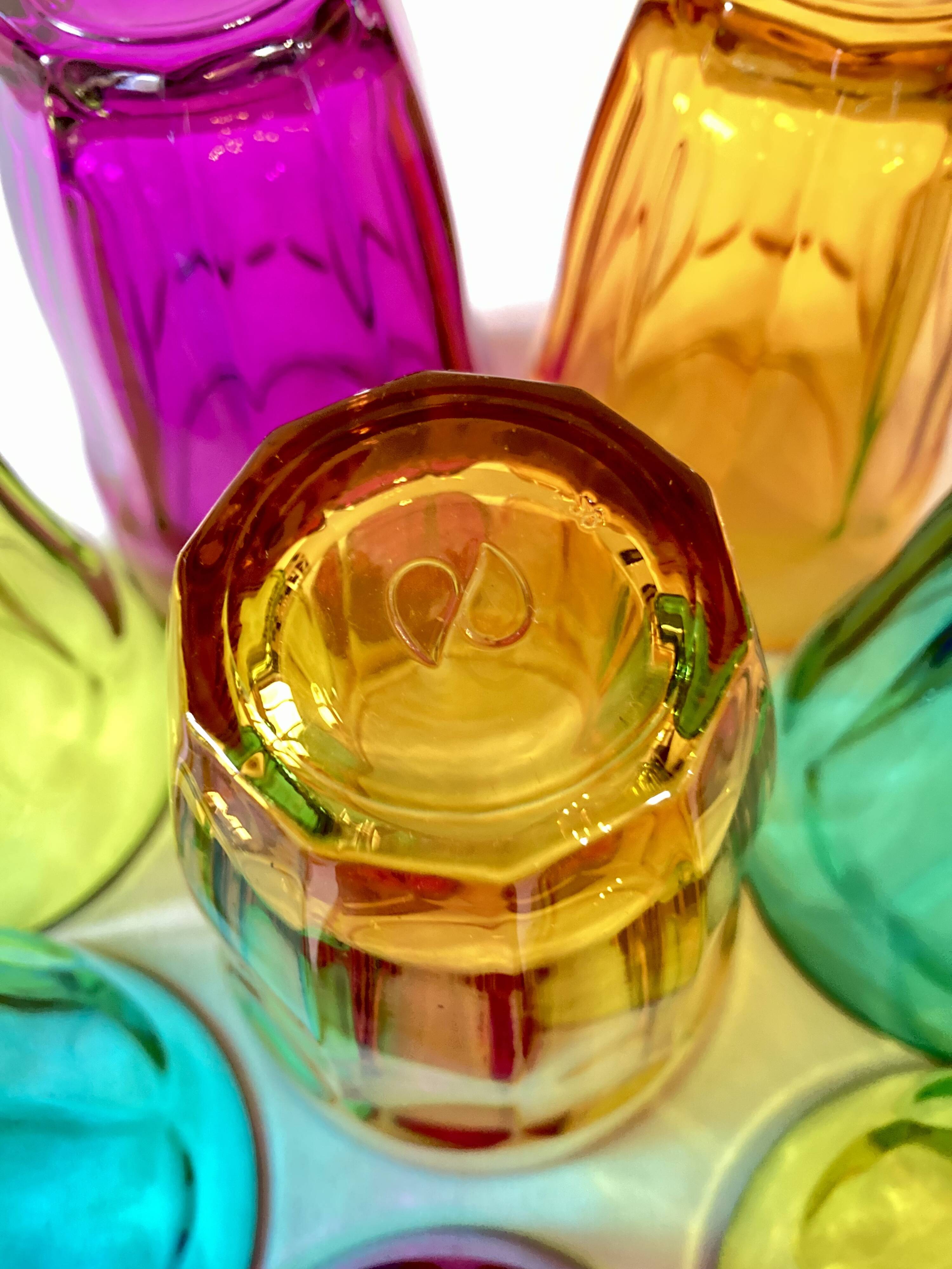 Colorful vintage lemonade glasses, Pasabahce Palaks