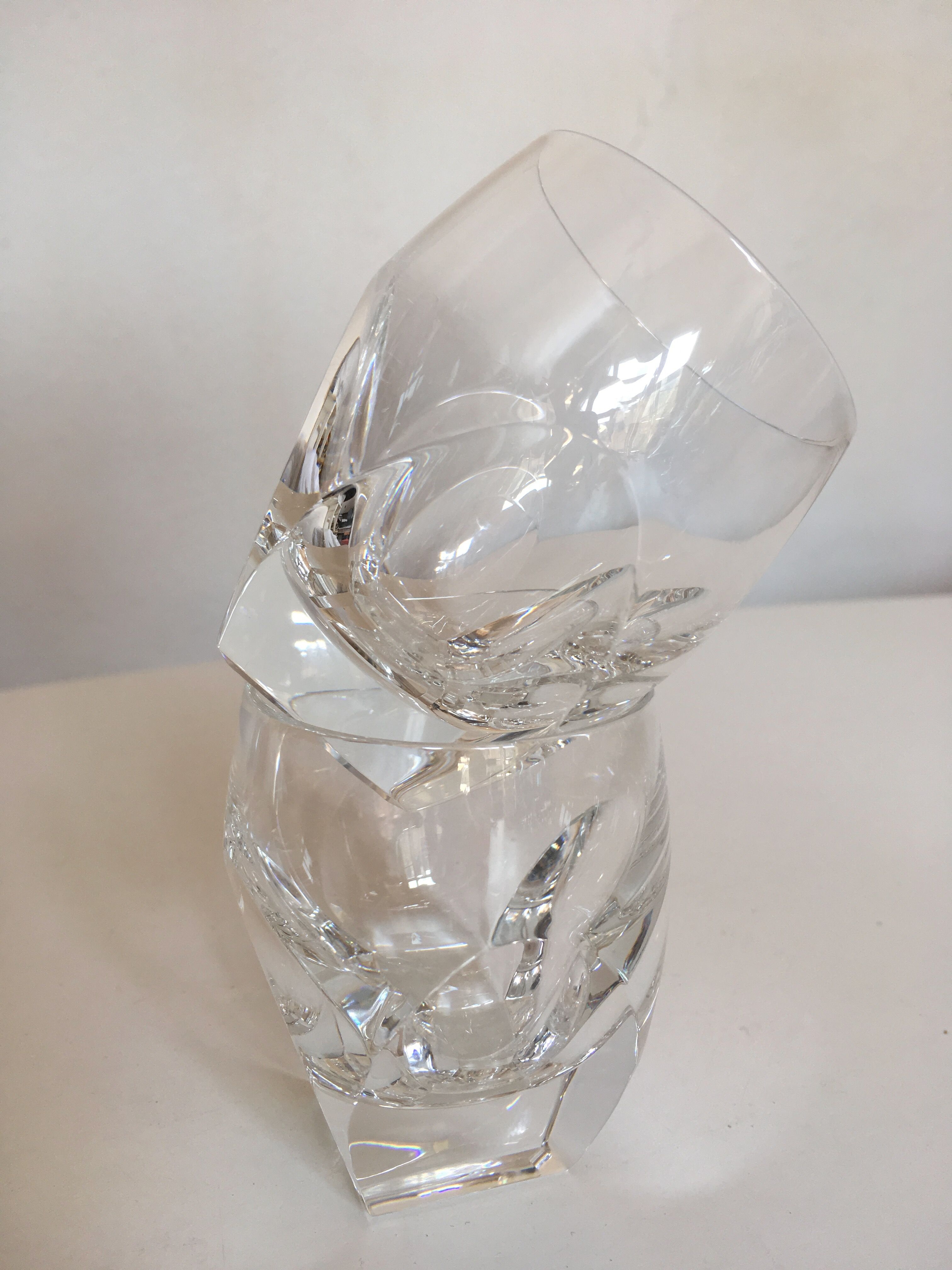 1960 crystal cup glasses ringing with cut-outs