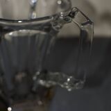 Vintage art deco crystal jug pitcher with silver feet