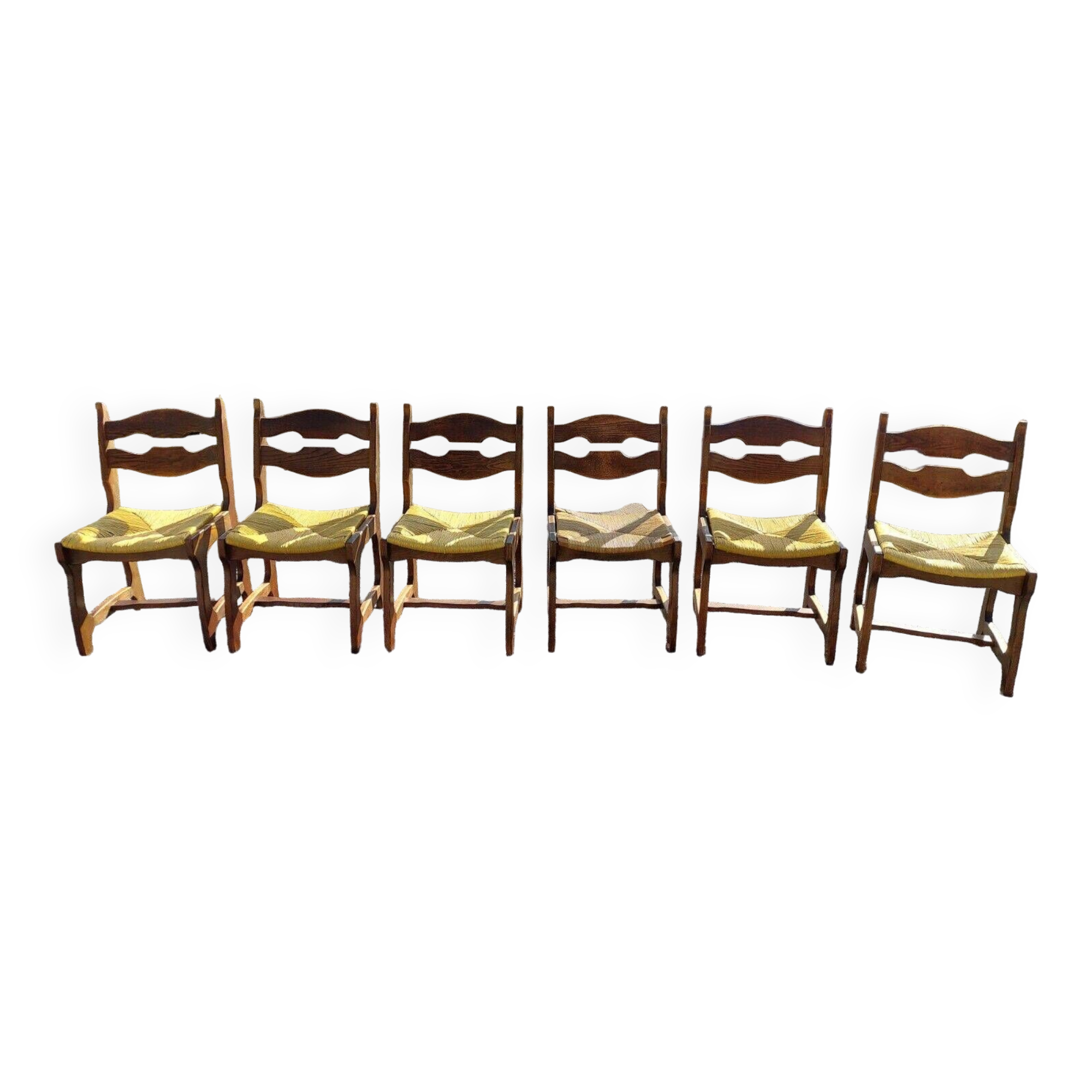 chaises vintage en chêne GUILLERME & CHAMBRON