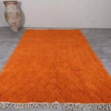 Handmade traditional natural wool rug in orange, size 1.5/2.5 m.