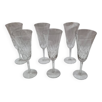 6 Bayer crystal stemmed glasses, 1970