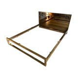 Belgo Chrom bed in gold metal and bronze mirrored headboard, 1970