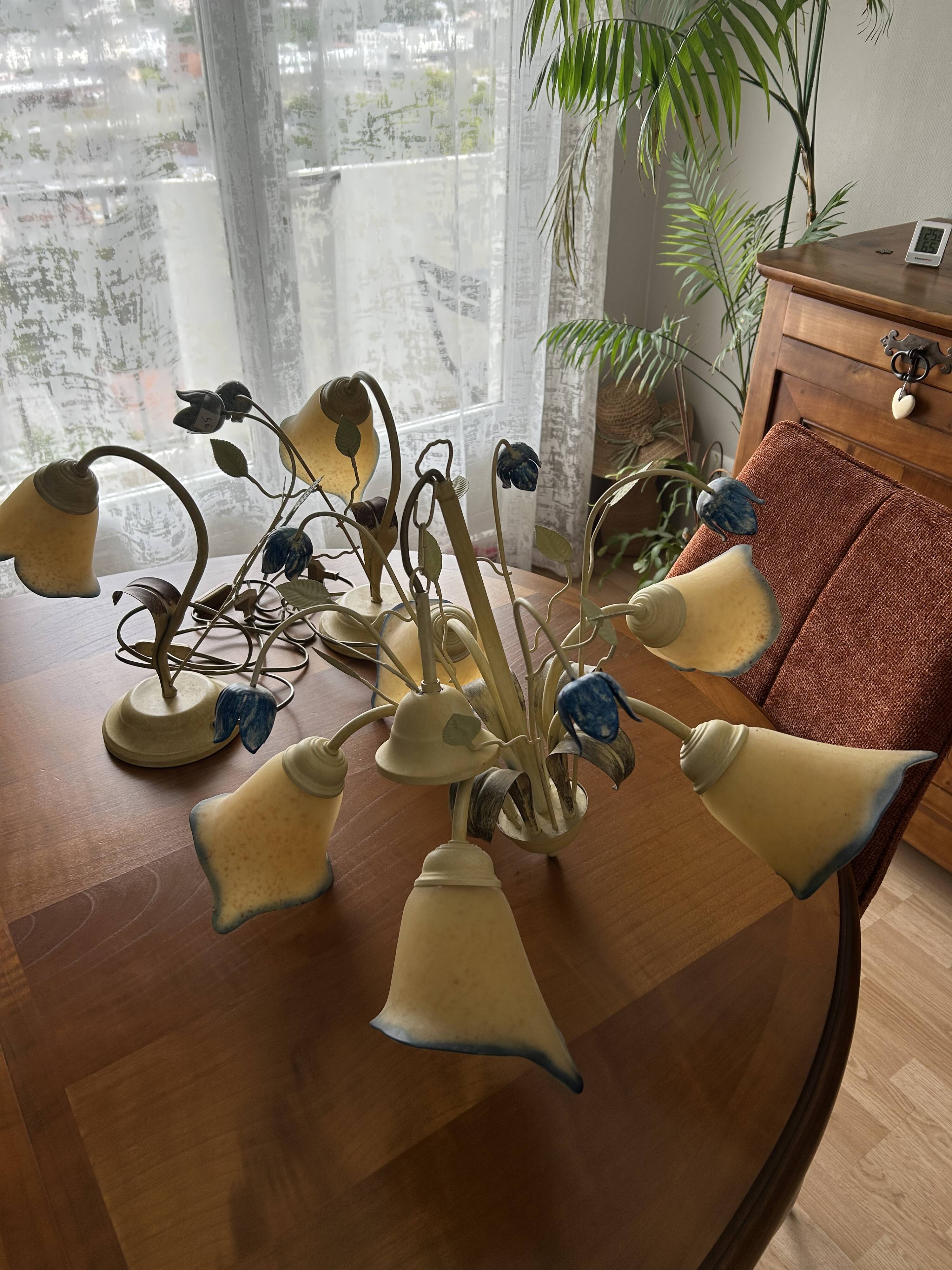 Lustres and 2 vintage lamps, Bulgarian brand, 90s/2000s.