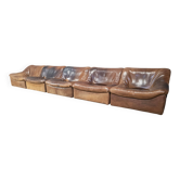 Canapé modulaire en cuir DS46 vintage 5 pièces par De Sede, années 1970.