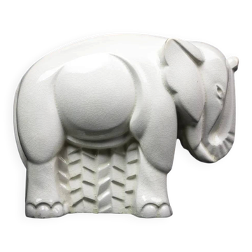 Éléphant en faïence craquelée Art Déco attribué à Charles Lemanceau, 1930