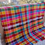 Haïk Berber blanket with multi-colored checks