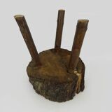 Tripod oak milking stool, Ariège peasant art, France (19th century)