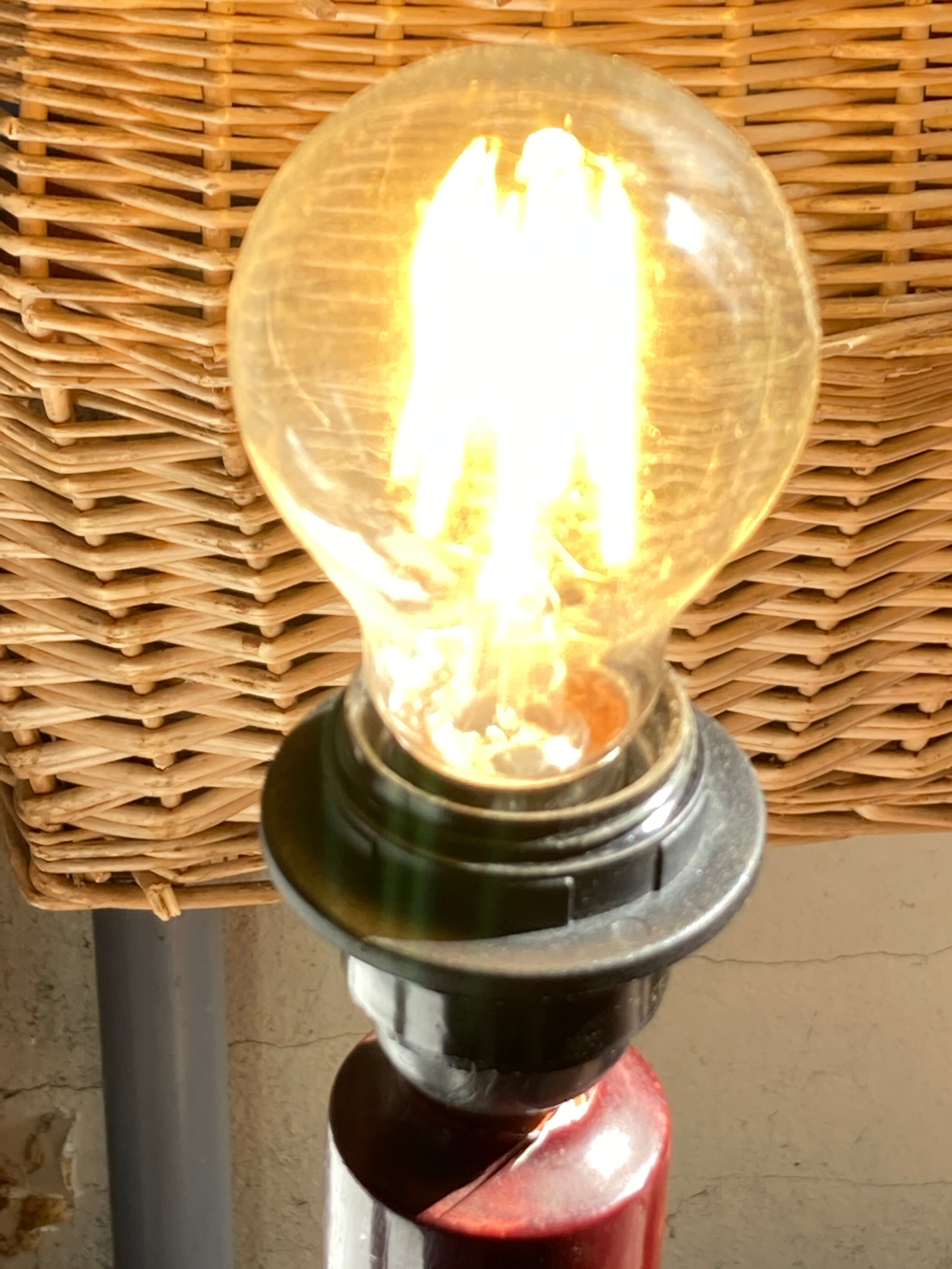Large 1970 wooden lamp foot turned plum