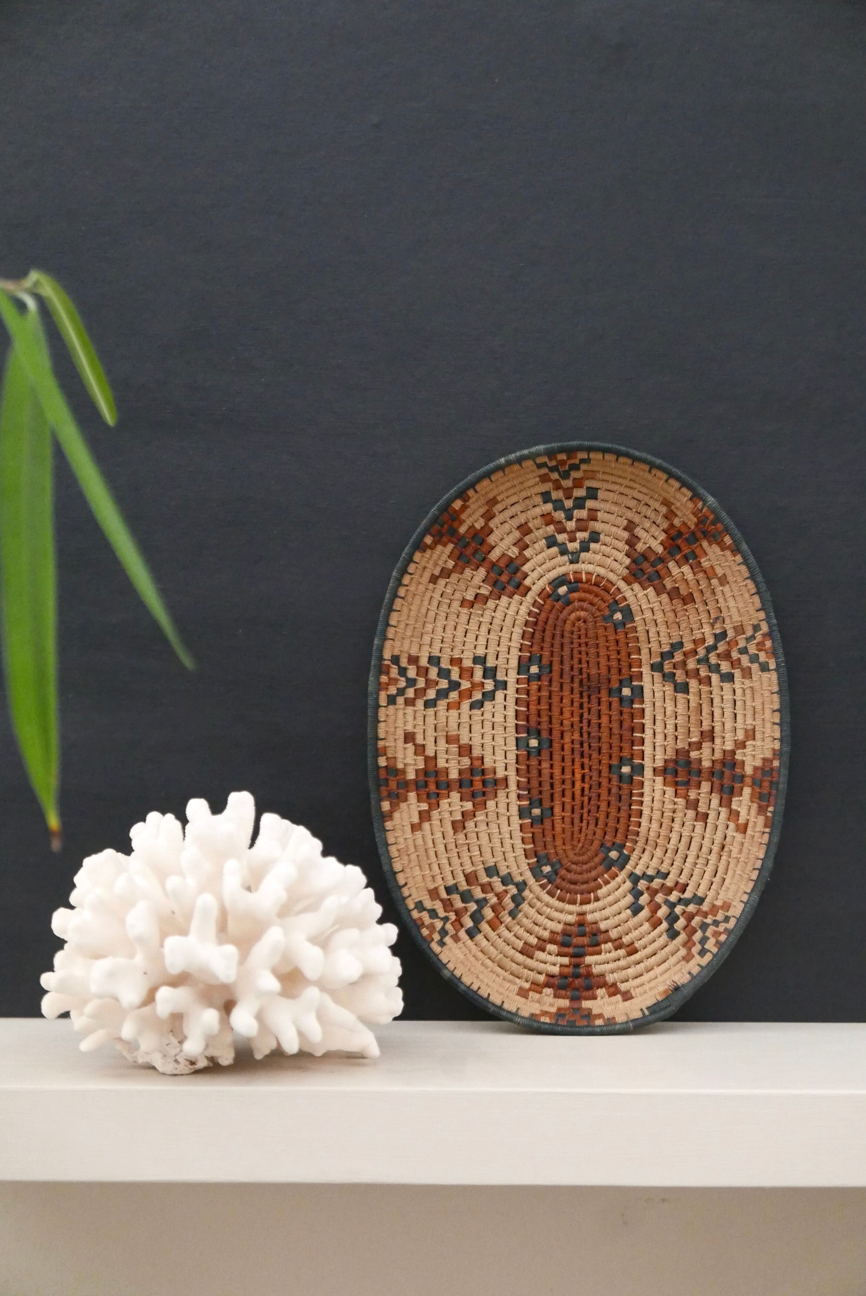 Braided ethnic oval basket