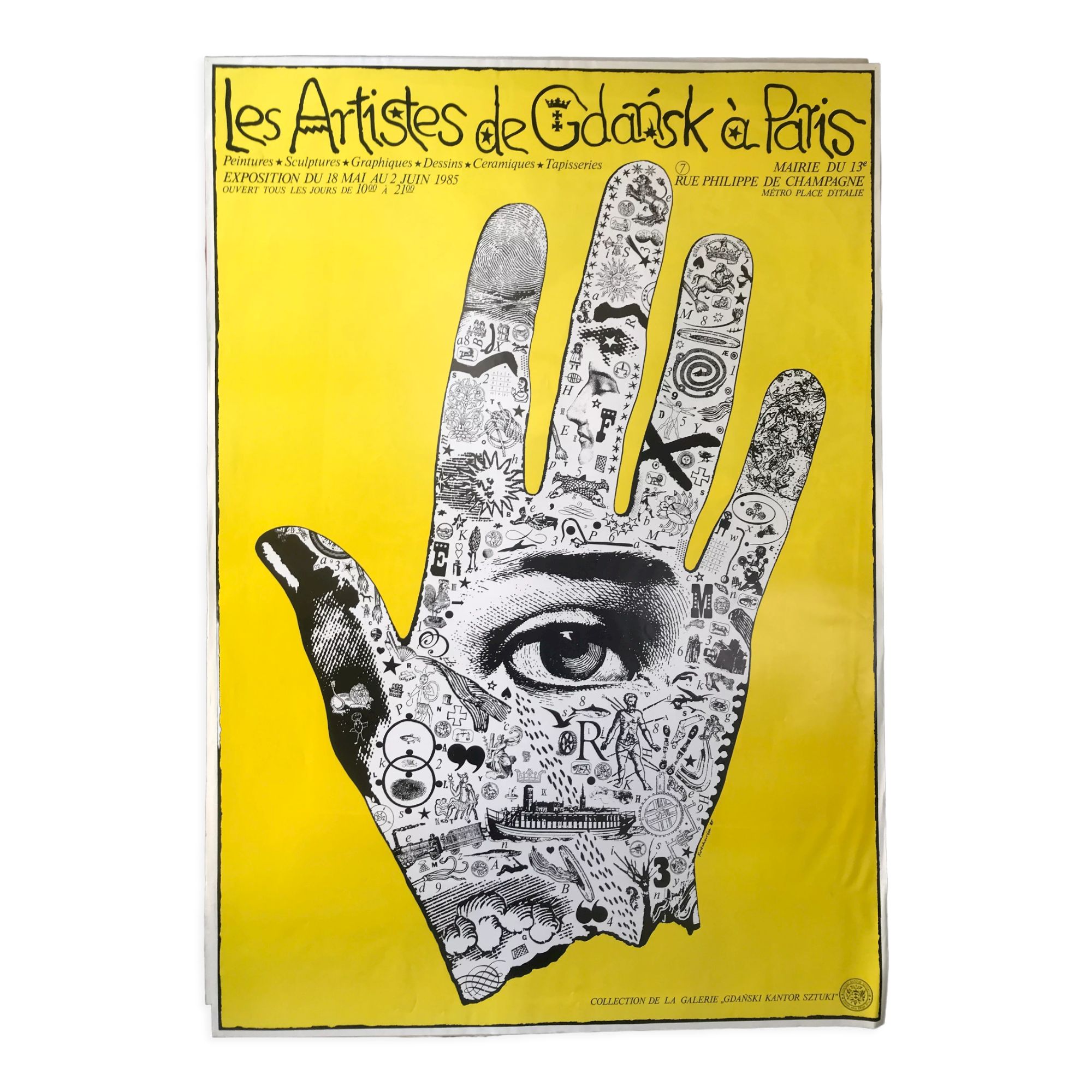 Original exhibition poster The artists of Gdansk in Paris, 1985 (large format)