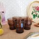 Lot de 5 verres fumés vereco empilable années 70 vintage