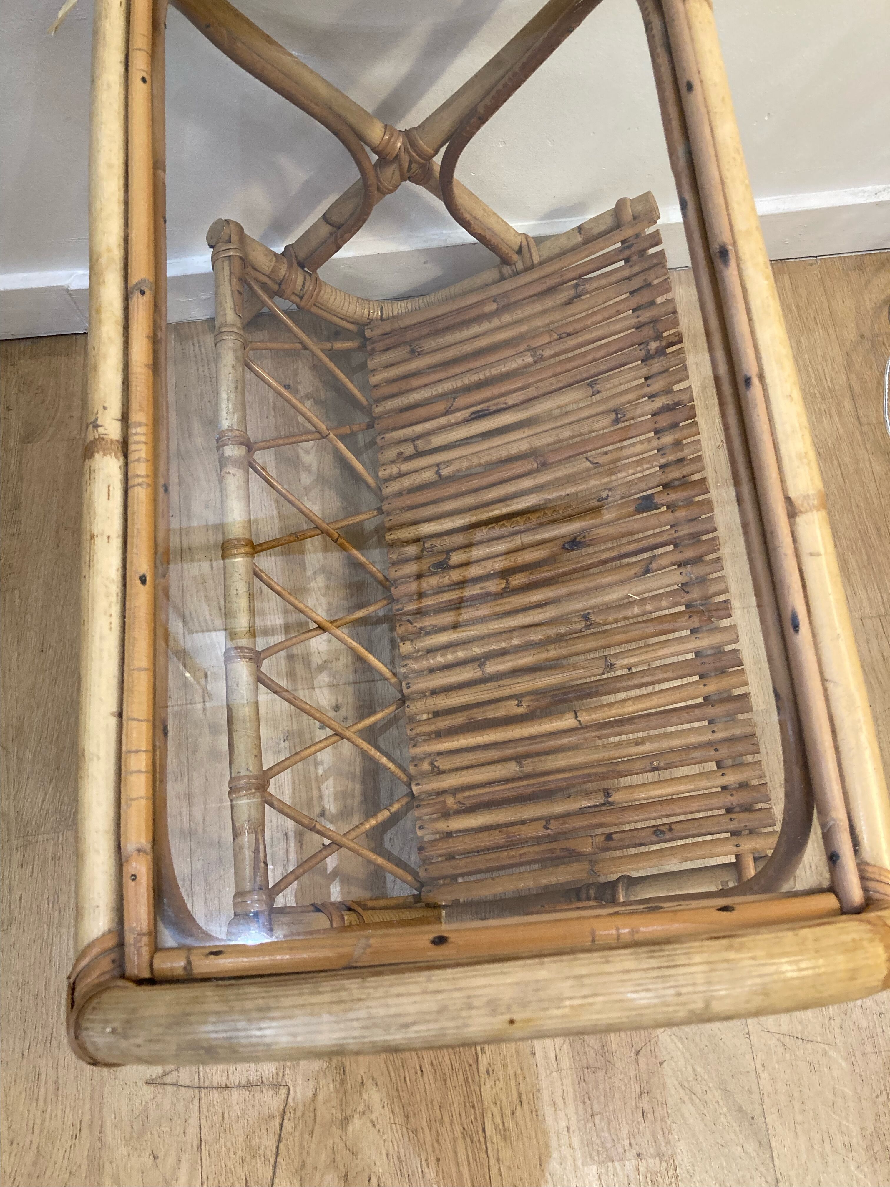 Vintage rattan magazine holder