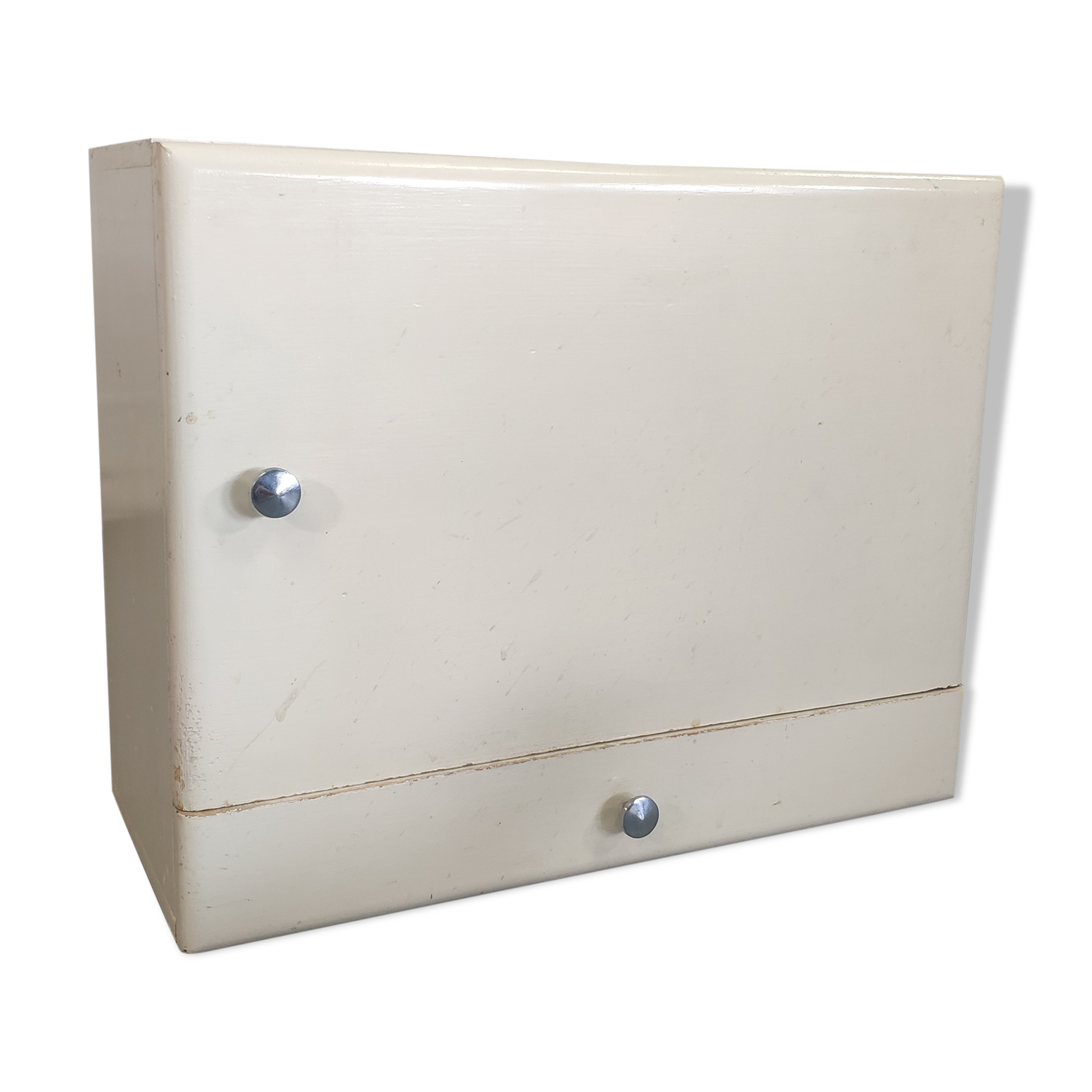 Vintage white wood medicine cabinet